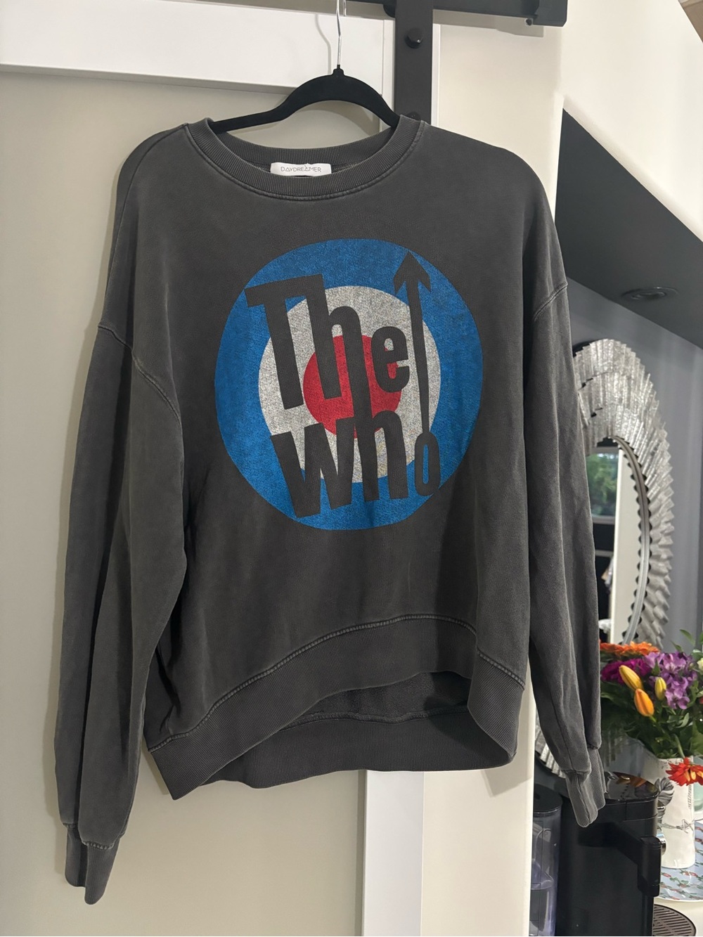 Dreamers Charcoal Sweatshirt with Blue White Red Target Graphic